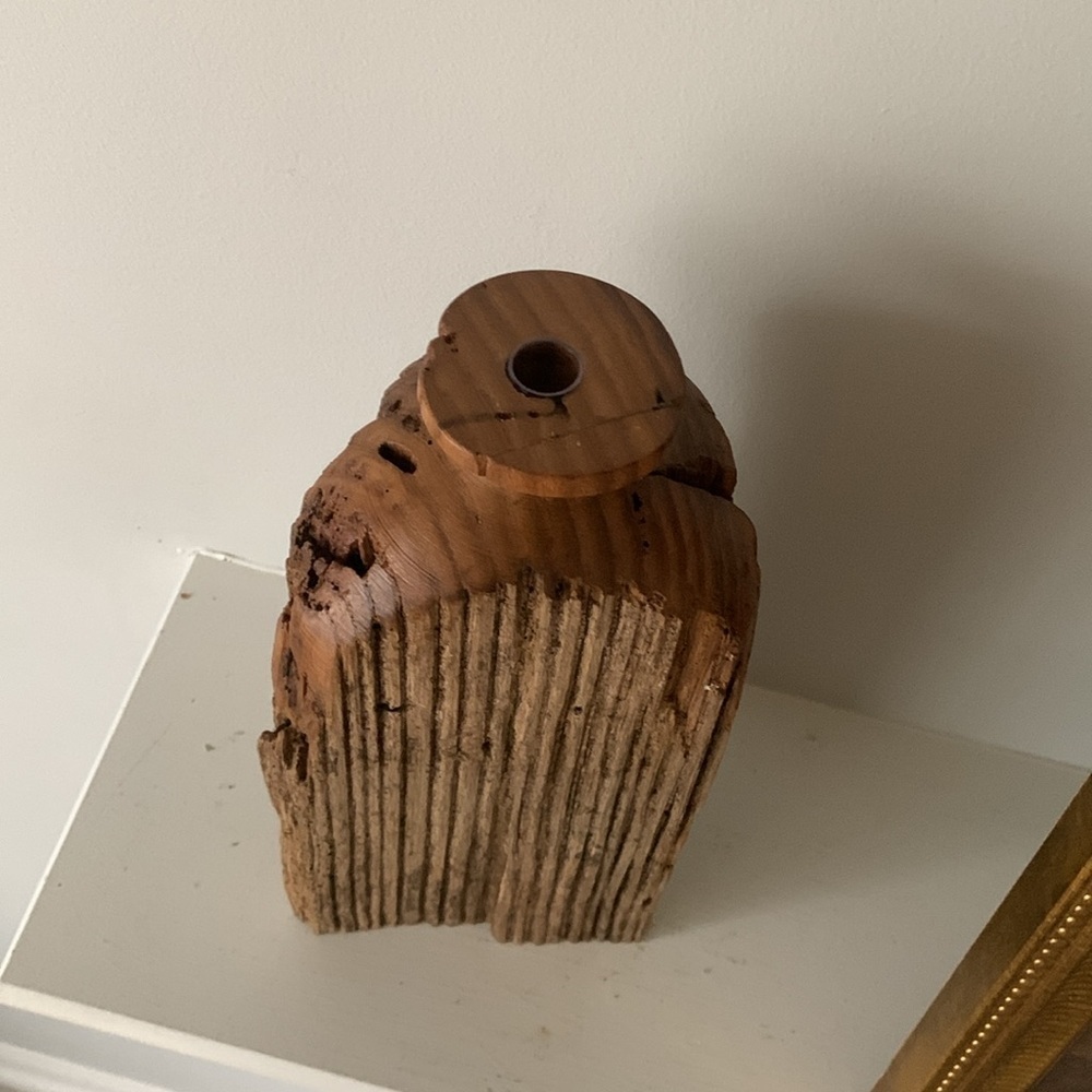 Vintage Wood Lathe Turned Vase Sculpture Carving Early century Art Tall hand md - Picture 5 of 10